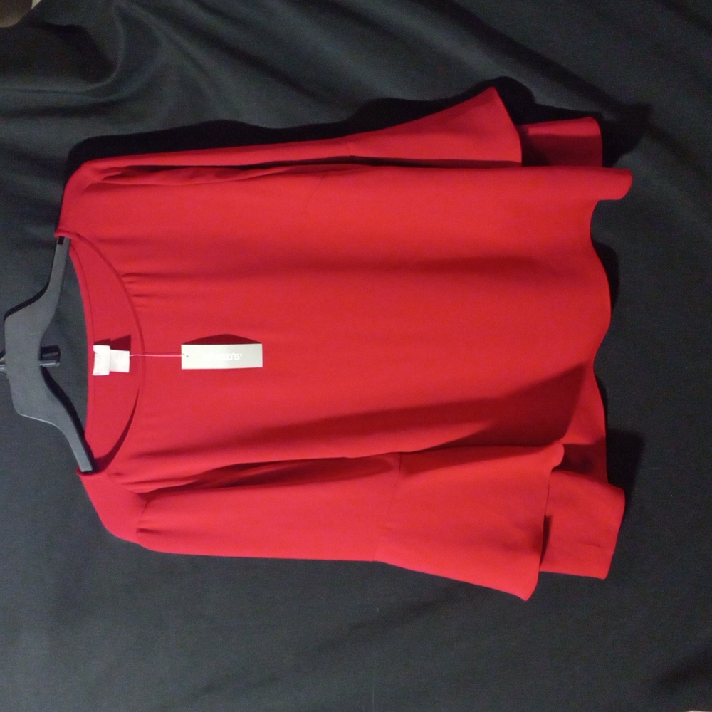 Chico's Satin Pull Over Tiered Sleeve Blouse